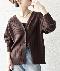 SHIPS any 《一部追加予約》SHIPS any:＜手洗い可能＞ヤク ワイドリブ Vネック ニット カーディガン シップス トップス カーディガン ブラウン グリーン ベージュ【送料無料】