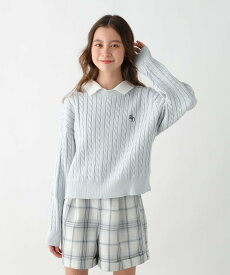 【SALE／50%OFF】GLOBAL WORK メルティ襟付きケーブルプルオーバー/キッズ/593433 グローバルワーク トップス ニット ネイビー ブルー