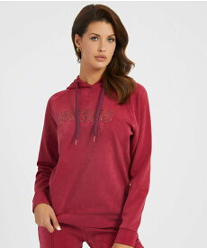 【SALE／50%OFF】GUESS (W)Euphemia Faux-Suede Hoodie ゲス トップス パーカー・フーディー オレンジ レッド【送料無料】