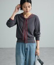 配色トリミングボウタイニットプルオーバー