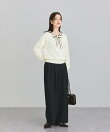 配色トリミングボウタイニットプルオーバー