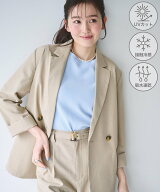 ROPE' PICNIC 【ちゃんと+かわいい保証】エアリーリネンライク ダブルジャケット/接触冷感・UVカット・速…
