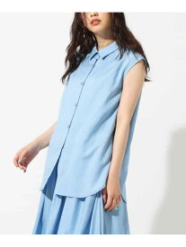 【SALE／50%OFF】a.v.v 麻混フレンチスリーブブラウス アー・ヴェ・ヴェ トップス シャツ・ブラウス ブルー ベージュ