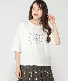 【SALE／20%OFF】POU DOU DOU ボタニカル線画プリントドルマンTee プードゥードゥー トップス カットソー・Tシャツ イエロー ホワイト ブラック【送料無料】