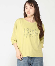 【SALE／20%OFF】POU DOU DOU ボタニカル線画プリントドルマンTee プードゥードゥー トップス カットソー・Tシャツ イエロー ホワイト ブラック【送料無料】