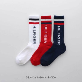【SALE／30%OFF】TOMMY HILFIGER TOMMY HILFIGER 3足セット足底パイル 縦ロゴ ライン リブ クルー丈 ソックス ナイガイ 靴下・レッグウェア 靴下 ブラック