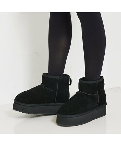 Rouge vif la cle 【EMU/エミュー】PLATFORM MICROショートムートンブーツ ルージュ・ヴィフ ラクレ シューズ・靴 ブーツ ベージュ ブラック【送料無料】