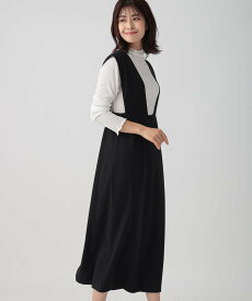 【SALE／46%OFF】Elura ストラップナロースカート 大きいサイズ ゆったり 975638 エルーラ ワンピース・ドレス ジャンパースカート ブラック ブラウン【送料無料】
