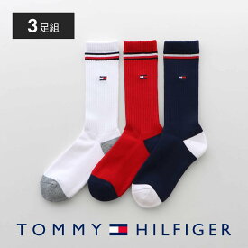 【SALE／30%OFF】TOMMY HILFIGER TOMMY HILFIGER 3足セット足底パイル ワンポイント ライン リブ クルー丈 ソックス ナイガイ 靴下・レッグウェア 靴下 ブラック