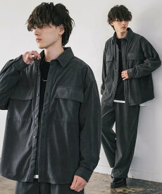 Rocky Monroe コーデュロイセットアップ CPOシャツジャケット&ワイドパンツ ロッキーモンロー ジャケット・アウター カバーオール・ワークジャケット ベージュ ホワイト カーキグリーン ワインレッド グレー ブラウン ブラック【送料無料】