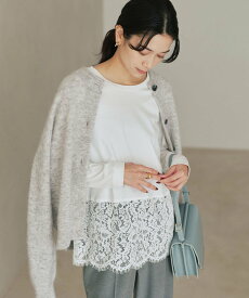 UNITED ARROWS green label relaxing スソ レース プルオーバー ユナイテッドアローズ グリーンレーベルリラクシング トップス カットソー・Tシャツ ホワイト ブラック【送料無料】