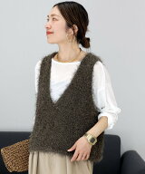 Aletta vita フェザーヤーンVネックニットベスト ベスト ニット Vネック ファニーカンパニープラス トッ…