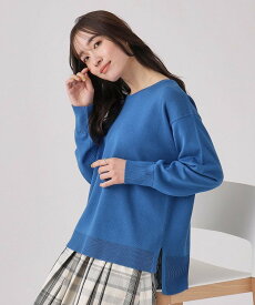 【SALE／46%OFF】SHOO・LA・RUE 【洗える】なめらかタッチ クルーネックニット シューラルー トップス ニット イエロー オレンジ ブルー ブラック グリーン ピンク