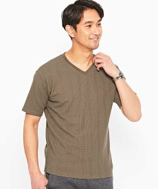【SALE／40%OFF】UNITED ARROWS green label relaxing JUSTFIT ハリヌキ ワッフル Vネック 半袖 カットソー ユナイテッドアローズ アウトレット トップス カットソー・Tシャツ ブラウン ホワイト ブラック