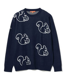 【SALE／50%OFF】BEAMS GOLF ORANGE LABEL ORANGE LABEL / リス総柄 プルオーバーニット ビームス アウトレット トップス ニット グリーン ネイビー ブラック【送料無料】