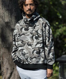 CAMBIO mpa3337-Camouflage Sweat Volume Neck Pull Parka スウェットパーカー カンビオ トップス スウェット・トレーナー グレー カーキ【送料無料】