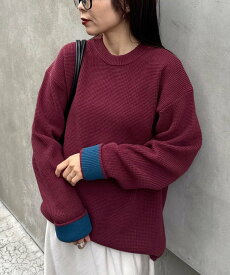 CIAOPANIC TYPY 【洗えるニット】リシェイプモーションワッフルニットプルオーバー チャオパニックティピー トップス ニット ワインレッド イエロー グリーン ベージュ ブルー オレンジ グレー【送料無料】