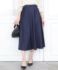 MK MICHEL KLEIN（小さいサイズ） 【小さいサイズ】[SANAGARAシリーズ]デニムライク フレアスカート/接触冷感/UVカット/洗濯機で洗える メゾンドゥサンク スカート その他のスカート ネイビー【送料無料】