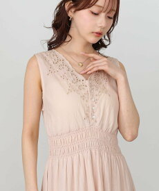 【SALE／20%OFF】Bab 【低身長向けサイズあり】スカラップ刺繍ウエストギャザーワンピース バブ / ブージュルード ワンピース・ドレス ワンピース ピンク ブラック ホワイト【送料無料】
