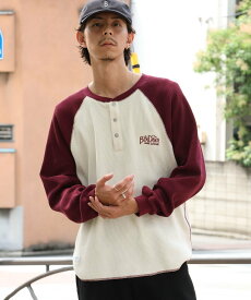 BEN DAVIS / WHITE LABEL 【BEN DAVIS】BIG WAFFLE L/S HENLEY / ワッフル ラグラン ヘンリー ユニセックス 長袖 ロンT ナバル トップス カットソー・Tシャツ ワインレッド ブラック【送料無料】