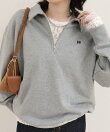 FR刺しゅう衿付きハーフZIPスウェットプルオーバー