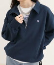 FR刺しゅう衿付きハーフZIPスウェットプルオーバー