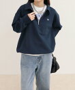 FR刺しゅう衿付きハーフZIPスウェットプルオーバー