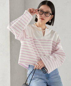 【SALE／30%OFF】SHIPS WOMEN ＜手洗い可能＞オーガニック 綿 ボーダー プルオーバー ◇ シップス トップス カットソー・Tシャツ ネイビー ブルー パープル【送料無料】