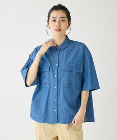 【SALE／47%OFF】I.T.'S. international ライトデニムワークポケットシャツ イッツインターナショナル トップス シャツ・ブラウス ブルー【送料無料】
