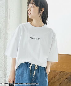 coen 【PAC-MAN(パックマン)別注】GHOSTデザイン 天竺刺繍BIGTシャツ コーエン トップス カットソー・Tシャツ ベージュ ブラック ホワイト