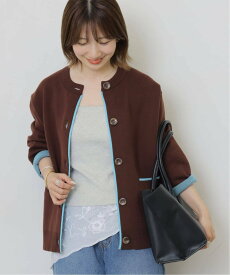 JOURNAL STANDARD relume 《一部WEB限定追加4 / 新色》ダブルニットコントラストカーディガン ジャーナル スタンダード レリューム トップス カーディガン ブラウン【送料無料】
