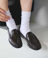BEAUTY&YOUTH UNITED ARROWS レザーライク エンボス ギャザー ローファー ビューティー＆ユース　ユナイ…
