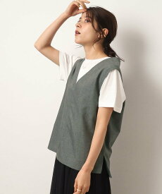 【SALE／30%OFF】SHOO・LA・RUE 【2点セット】大人の旬コーデに◎ Vネックベスト+Tシャツ シューラルー トップス アンサンブル グレー ブラック ブラウン