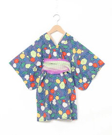 【SALE／50%OFF】OCEAN&GROUND OCEAN&GROUND/(K)レイヤード浴衣ワンピース Stripe&Flower オーシャンアンドグラウンド 着物・浴衣・和装小物 浴衣 ブラウン ネイビー