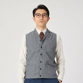 【SALE／21%OFF】BRICK HOUSE by Tokyo Shirts 前身布帛ラペルニットジレ チョークストライプ メンズ BM05I503DP50X00-34 トーキョーシャツ トップス ベスト・ジレ グレー【送料無料】