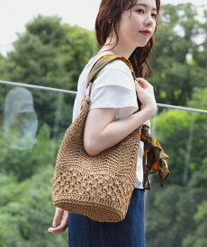 BEAMS HEART WOMEN スカーフ ペーパー トートバッグ 25SS レディース 肩掛け ペーパーバッグ 夏バッグ 編み ショルダー 大人 ビームス ハート バッグ その他のバッグ ホワイト ネイビー【送料無料】