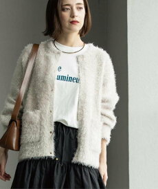 【SALE／10%OFF】OPAQUE.CLIP シャギーミドルカーディガン【洗濯機OK】《6col》 オペークドットクリップ トップス カーディガン ピンク ホワイト パープル ブラック【送料無料】