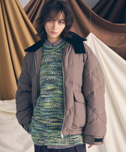 MAISON SPECIAL Corduroy Collar Prime-Over Down Jacket ���]���X�y�V���� �W���P�b�g�E�A�E�^�[ �_�E���W���P�b�g�E�_�E���x�X�g �x�[�W�� �u���b�N �O���[�y���������z