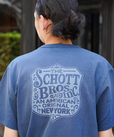 Schott SS T-SHIRT IRON PLATE/アイアンプレート Tシャツ ショット トップス カットソー・Tシャツ ブラック ネイビー イエロー【送料無料】