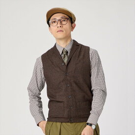 【SALE／21%OFF】BRICK HOUSE by Tokyo Shirts 前身布帛ラペルニットジレ 無地 メンズ BM05I506DP50X00-50 トーキョーシャツ トップス ベスト・ジレ ブラウン【送料無料】