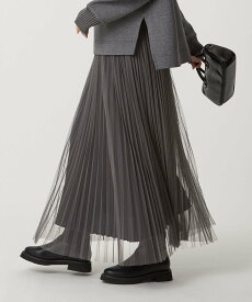 【SALE／50%OFF】UNITED ARROWS green label relaxing [size SHORT/TALLあり]2WAY チュール プリーツ スカート ユナイテッドアローズ グリーンレーベルリラクシング スカート ロング・マキシスカート ブラウン グレー【送料無料】