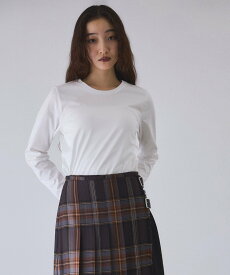 【SALE／50%OFF】ADAM ET ROPE' FEMME ロングスリーブコットンTシャツ アダムエロペ トップス カットソー・Tシャツ ホワイト ブラック【送料無料】