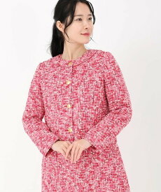 【SALE／50%OFF】STRAWBERRY-FIELDS ツイードジャケット ストロベリーフィールズ ジャケット・アウター ノーカラージャケット ピンク ブルー【送料無料】