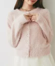 【アンサンブル可・極上の肌触り】へアリーフェザークルーネックカーディガン