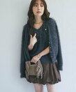 【アンサンブル可・極上の肌触り】へアリーフェザークルーネックカーディガン