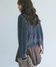 【アンサンブル可・極上の肌触り】へアリーフェザークルーネックカーディガン