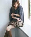 【アンサンブル可・極上の肌触り】へアリーフェザークルーネックカーディガン