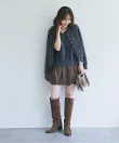【アンサンブル可・極上の肌触り】へアリーフェザークルーネックカーディガン