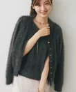【アンサンブル可・極上の肌触り】へアリーフェザークルーネックカーディガン