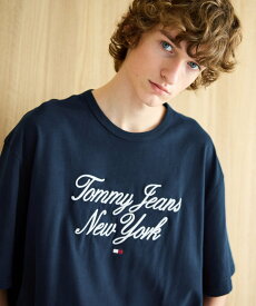 TOMMY JEANS (U)TOMMY HILFIGER(トミーヒルフィガー) TJM OVZ LUXE SERIF TJ NY TEE トミーヒルフィガー トップス カットソー・Tシャツ ネイビー ベージュ ホワイト【送料無料】